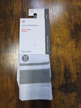 Lululemon Daily Stride Ribbed Crew Socks Sage Stripe | NWT | Neutral Minimal